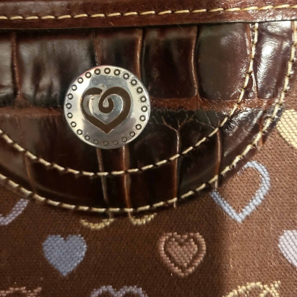 Brighton Brown Heart Pattern Women's Bag Purse Braided Strap - Picture 2 of 15